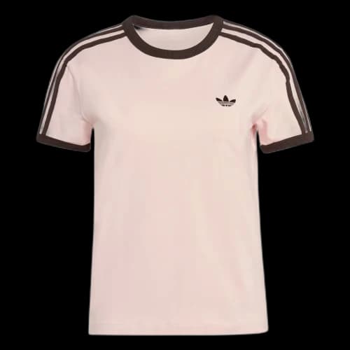 adidas Women's 3 Stripes Slim Tee Sandy Pink/Aurora Coffee