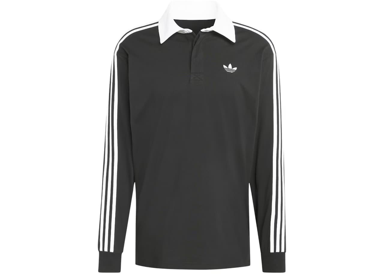 adidas 3-Stripes Rugby Longsleeve Polo Black