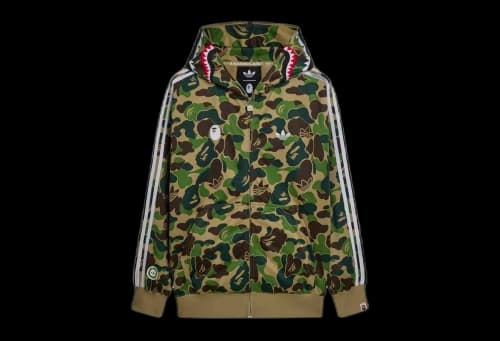 adidas x BAPE Relaxed Fit Track Camo Shark Full Zip Hoodie Green