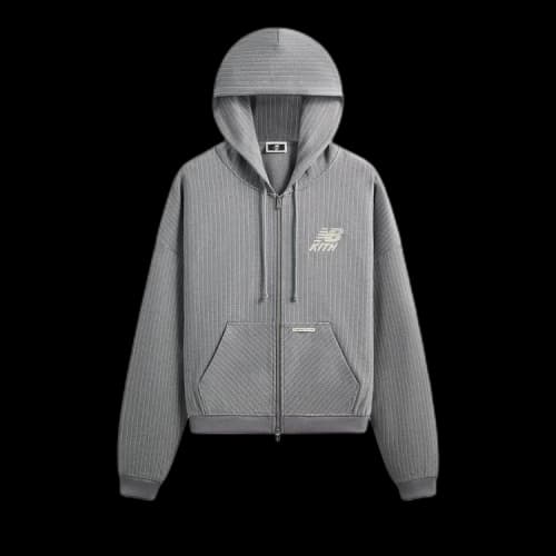 Kith x New Balance Pinstripe Braxton Zip Hoodie Smoke
