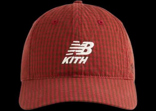 Kith x 47 Brand x New Balance Classic Gingham Poplin Franchise LS Cap Biking Red
