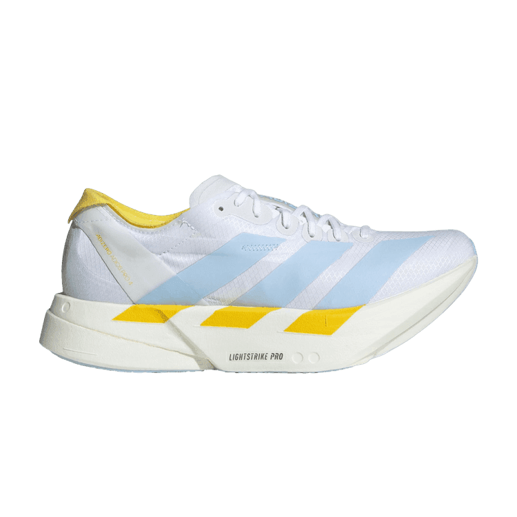 adidas Adizero Adios Pro 4 White Glow Blue Yellow (Women's)