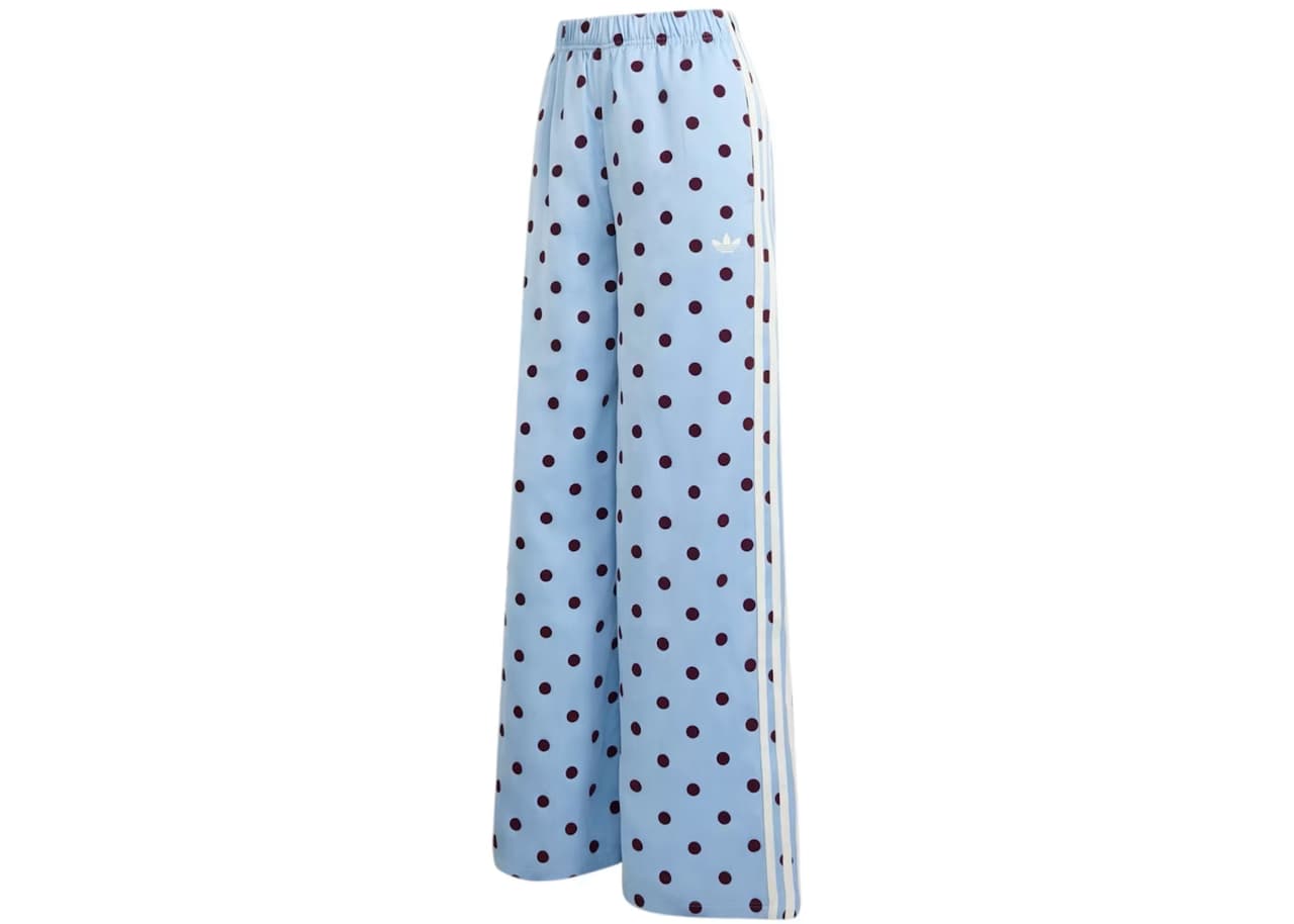 adidas Women's Satin Polka Dots Wide Leg Pant Clear Sky