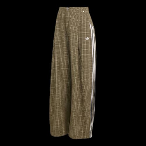 adidas Checks Loose Pants Asia SIzing 'Olive Strata Wonder Beige Aurora Coffee' (Women's)