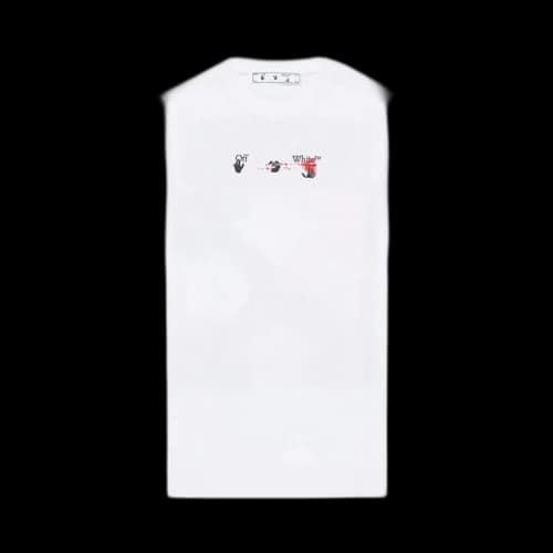 OFF-WHITE Acrylic Arrow Logo Print T-Shirt White/Black/Fuchshia