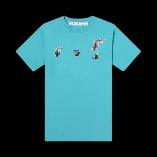 OFF-WHITE x MLB Miami Marlins T-Shirt Lake Blue/Black