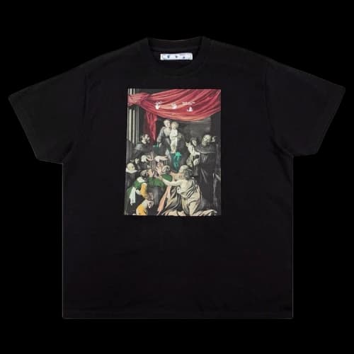 OFF-WHITE Caravaggio Madonna Of The Rosary Painting Oversized T-Shirt Black