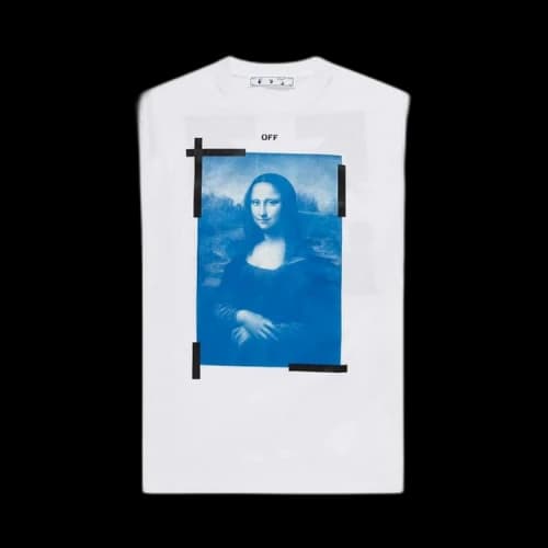 OFF-WHITE Mona Lisa tape Tee White/Blue