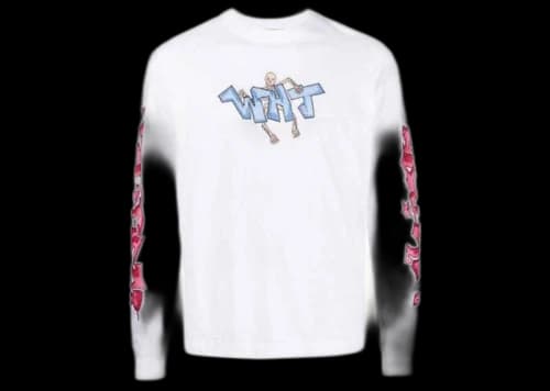 OFF-WHITE Graff Wht Pupp Skate Long Sleeve T-shirt White