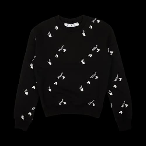OFF-WHITE Slim Fit Allover Logo Crewneck Sweatshirt Black