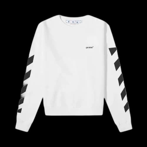 OFF-WHITE Logo Diagonal Stripes Sweatshirt White
