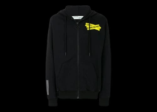 OFF-WHITE Firetape Arrow Zip Up Hoodie Black/Yellow