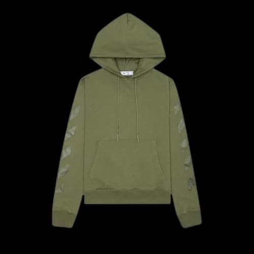 OFF-WHITE Slim Fit Rubber Arrows Hoodie Green