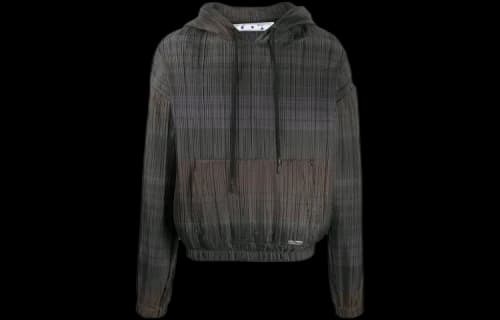 OFF-WHITE Plisse Over Hoodie Brown