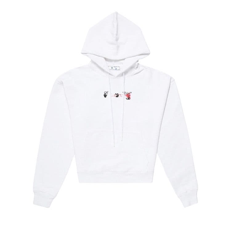 OFF-WHITE Acrylic Arrow Logo Print Hooded Sweatshirt White Black Fucshia