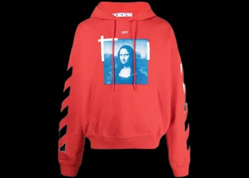 OFF-WHITE Mona Lisa White Diag Sleeve Hoodie Orange