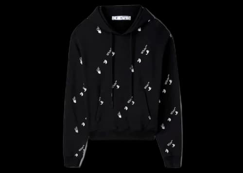 OFF-WHITE Oversized Fit Allover Logo Hoodie Black