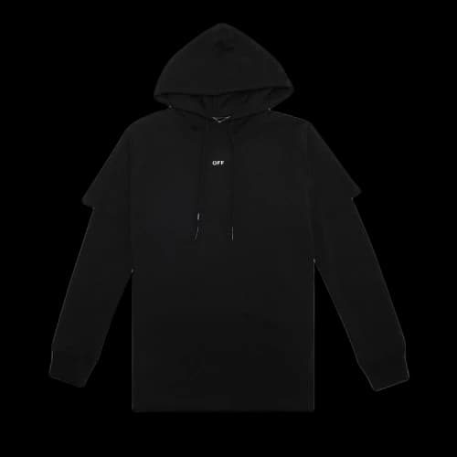 OFF-WHITE Stencil Arrow Double Sleeve Hoodie Black White