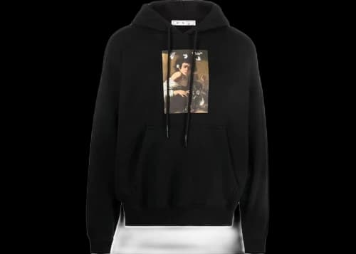 OFF-WHITE Caravaggio Boy Bitten By A Lizard Hoodie Black