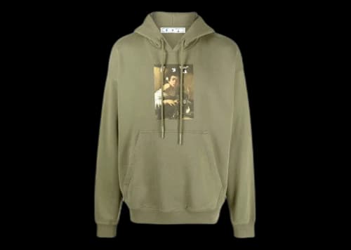OFF-WHITE Caravaggio Boy Bitten By A Lizard Skate Hoodie Green/Multi