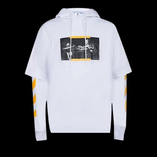 OFF-WHITE Caravaggio St. Jerome Writing Layered Hoodie White/Yellow/Black