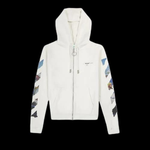 OFF-WHITE Diag Colored Arrow Zip Hoodie White