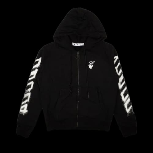 OFF-WHITE Spray Marker Arrows Zip Up Hoodie Black