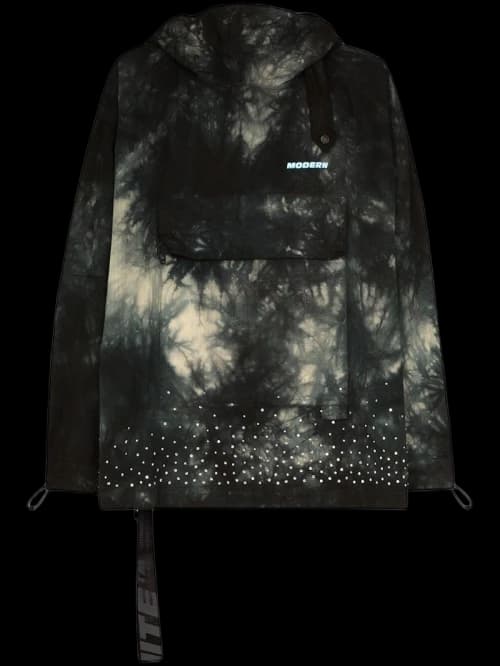 OFF-WHITE Tie Dye Crystal Embellished Hooded Jacket Black