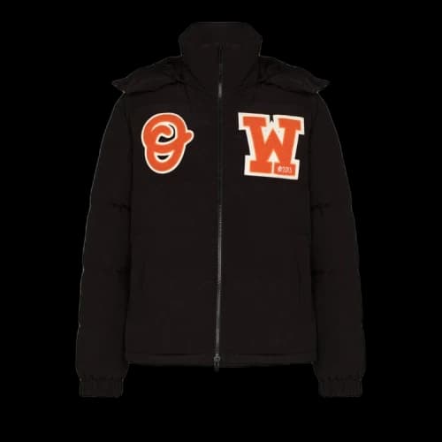 OFF-WHITE Logo Patch Puffer Jacket Black/Orange