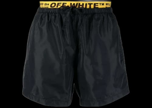 OFF-WHITE Classic Industrial Logo Trim Swimshort Black