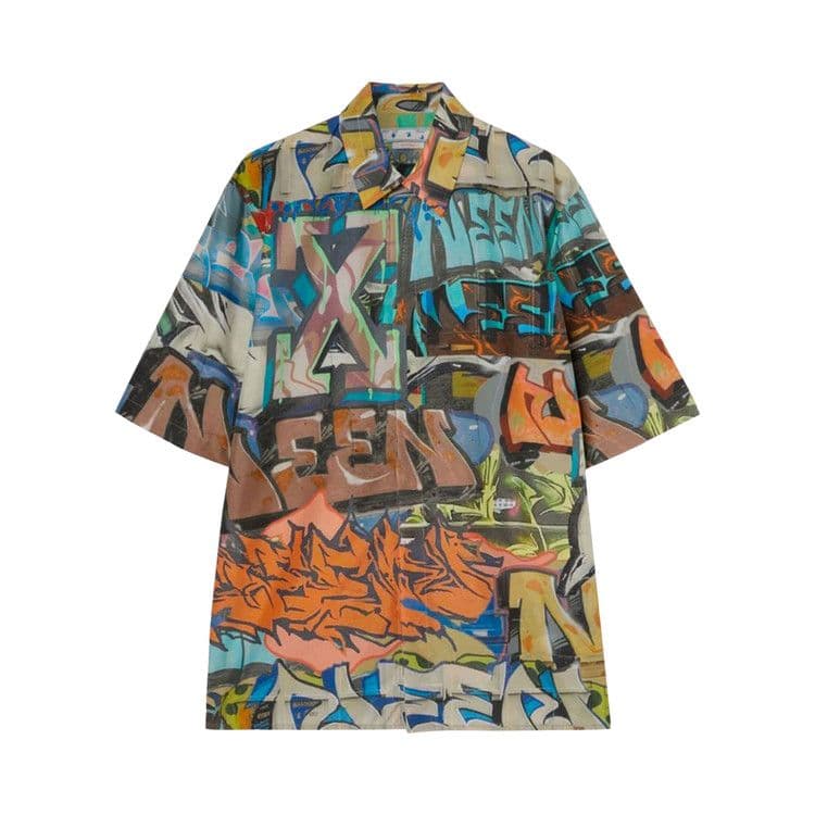 OFF-WHITE Graffiti Print Short Sleeve Shirt Multi