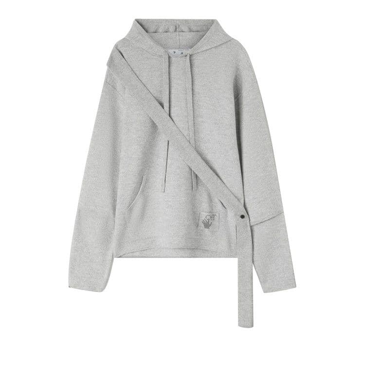 OFF-WHITE Asybreezy Band Knit Hoodie Medium Grey
