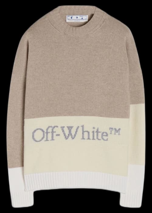 OFF-WHITE Colour Block Knitted Crewneck Beige Natural White