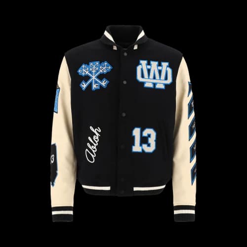 OFF-WHITE Witch Logo Patch Varsity Varsity Jacket Black/Peacock