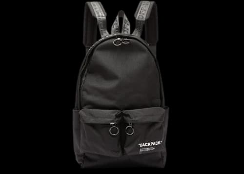 OFF-WHITE Quote Backpack Canvas Black White