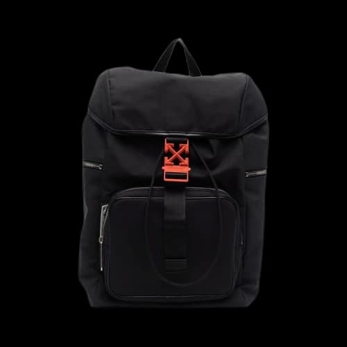 OFF-WHITE Arrows Leather Trim Backpack Black Orange