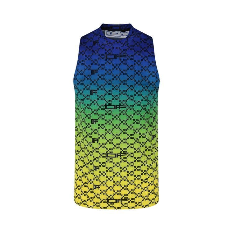 OFF-WHITE Iridescent All Over Arrows Monogram Tank Top Blue/Yellow/Black