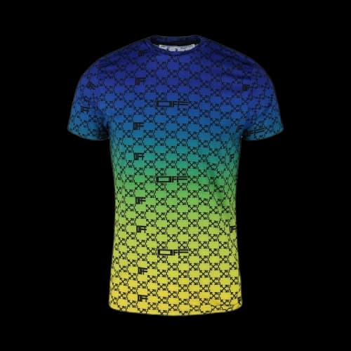 OFF-WHITE Iridescent All Over Arrows Monogram T-Shirt Blue/Yellow/Black