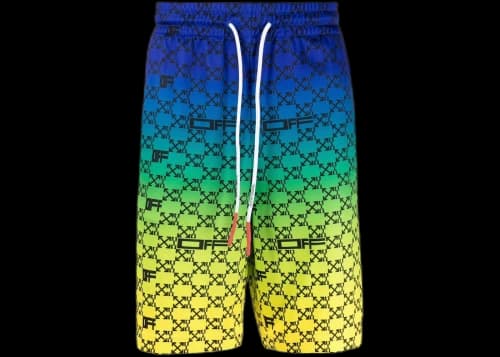 OFF-WHITE Iridescent All Over Arrows Monogram Shorts Blue/Yellow/Black