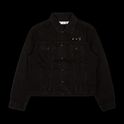 OFF-WHITE Arrow Logo Back Print Denim Jacket Black
