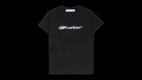 OFF-WHITE Women's New Script Logo Casual Fit T-Shirt Black