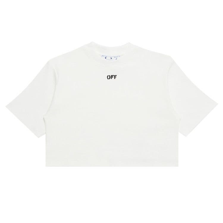 OFF-WHITE Off Stamp Ribbed Cropped Tee White/Black