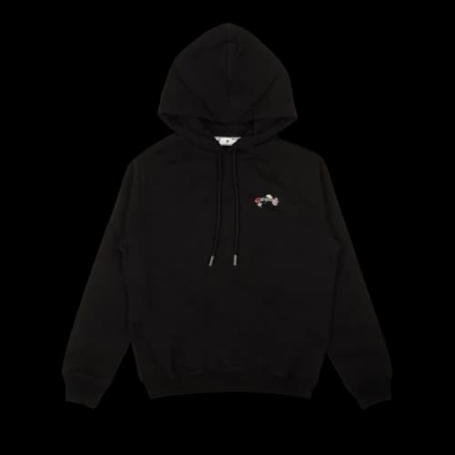 OFF-WHITE Embroidered Floral Arrow Hoodie Black