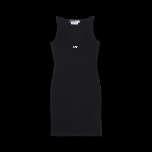 OFF-WHITE Off Stamp Basic Rib Dress Black/White