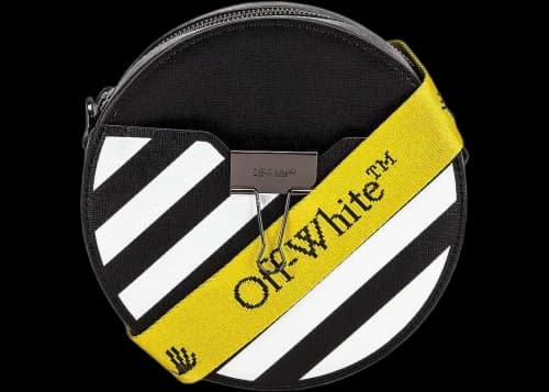 OFF-WHITE Diag Round Bag Black/White with Yellow Strap