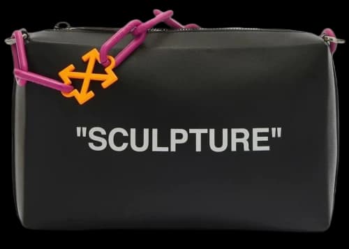 OFF-WHITE Block Pouch Quote Clutch Bag Black