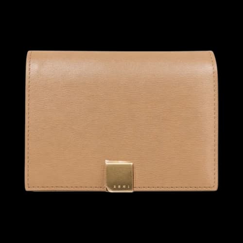 Marni Prisma Bifold Logo Leather Wallet Cement Gray