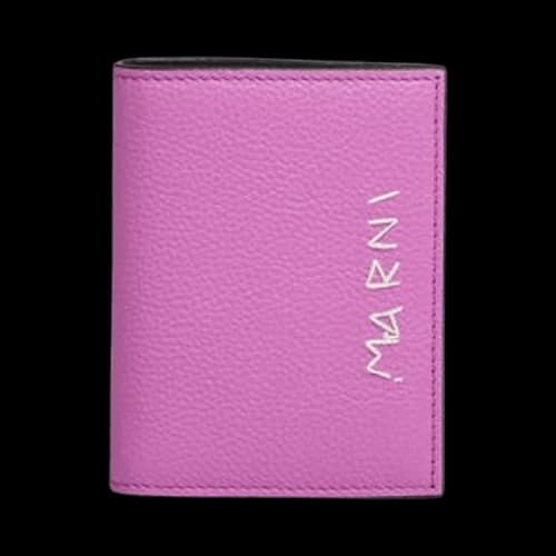 Marni Mending Bi-Fold Leather Wallet Cassis Pink