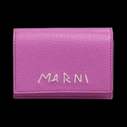 Marni Trifold Mending Leather Wallet Cassis Pink
