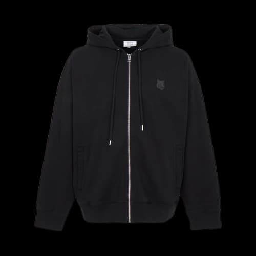 Maison Kitsune Fox Head Zip Up Sweatshirt Black